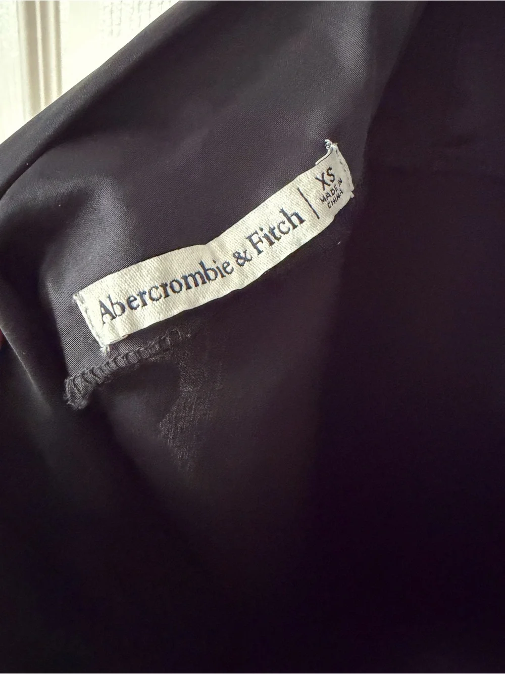 Abercrombie & Fitch Black Satin Slip Maxi Dress with Open Back